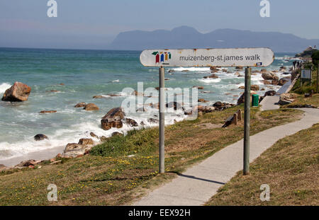 Muizenberg to St James Coastal Walk on the False Bay Coast at Cape Town Stock Photo