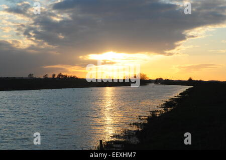 The River Welland near Crowland, Lincolnshire Fens, UK Stock Photo