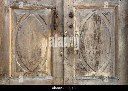 Details and particulars of two doors of an old cabinet. Stock Photo
