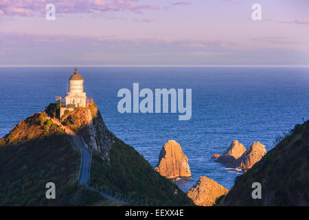 Lighthouse at Nugget Point, Catlins, South Island, New Zealand Stock Photo
