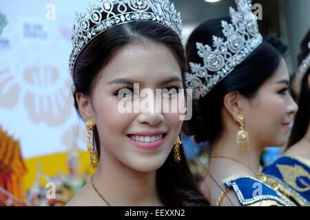 Thai beauty models taking part in the opening ceremony for the Thailand Tourism Festival (TTF) to promote Thailand tourism taking place in the city’s biggest shopping districts. Bangkok Thailand Stock Photo