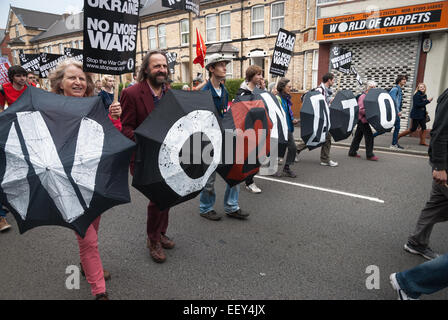 No Nato protesters during the 2014 summit in Newport City Stock Photo