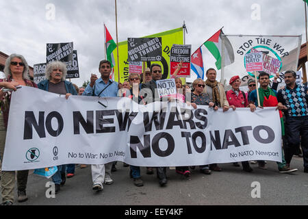 No Nato protesters during the 2014 summit in Newport City Stock Photo