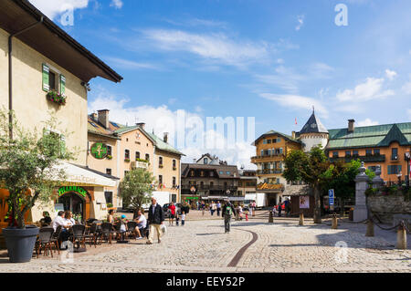 Megeve, Haute-Savoie, France, Europe - the town center of this famous ski resort in summer Stock Photo