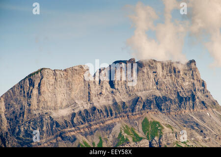 Rochers des Fiz or Chaine des Fiz mountain range peaks, Rhone-Alpes, Haute-Savoie, France, Europe Stock Photo
