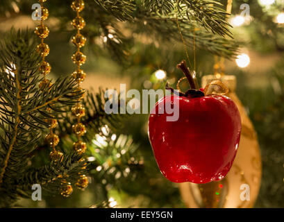 Christmas tree decorations and lights Stock Photo