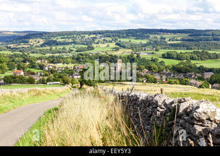 Looking down towards the village or town of Youlgreave Youlgrave Derbyshire England UK Stock Photo