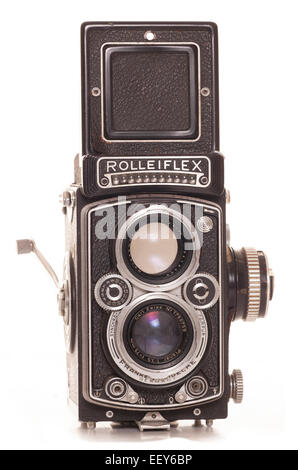 Vintage Medium format twin lens reflex rollieflex camera Stock Photo