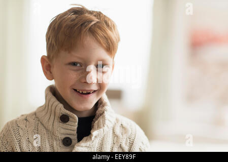 Portrait of laughing boy (6-7) Stock Photo
