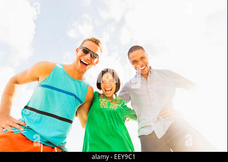 Portrait of young people having fun outdoors Stock Photo