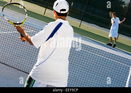 Two tennis players competing Stock Photo