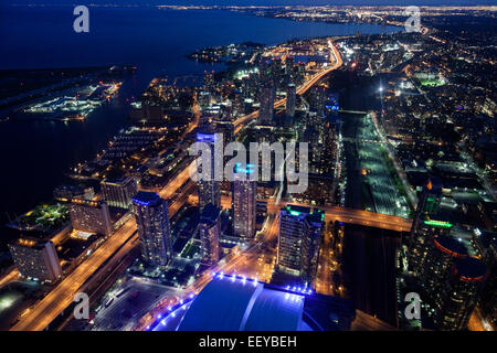 Canada, Ontario, Toronto, Elevated view of city at night Stock Photo