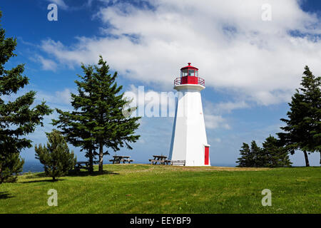 Canada, Nova Scotia, Cape George Lighthouse on grassy hill Stock Photo