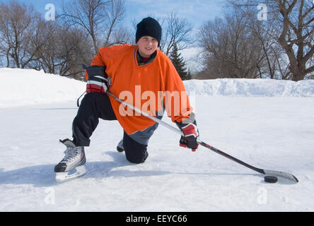 Boy ice hockey player Stock Photo