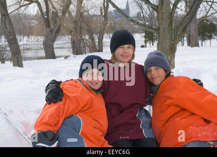 Boy ice hockey players Stock Photo