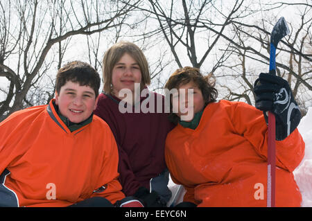 Boy ice hockey players Stock Photo