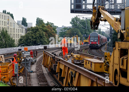 Berlin, Germany, track renewal on the Berlin Stadtbahn Stock Photo