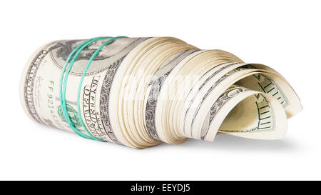 Roll of money on the side isolated on white background Stock Photo