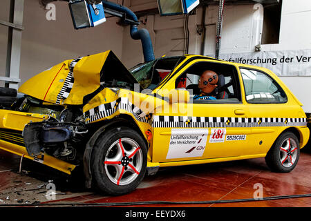 Crash Test old car - young drivers Stock Photo