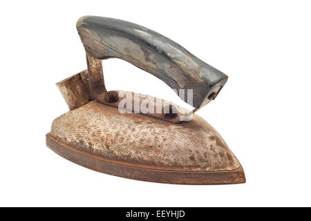 old antique iron tool on white Stock Photo