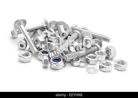 bolts and nuts on white Stock Photo