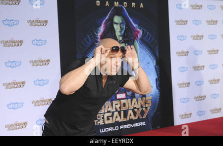 Film Premiere of Guardians of the Galaxy  Featuring: Vin Diesel Where: Los Angeles, California, United States When: 22 Jul 2014 Stock Photo