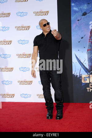 Film Premiere of Guardians of the Galaxy  Featuring: Vin Diesel Where: Los Angeles, California, United States When: 22 Jul 2014 Stock Photo