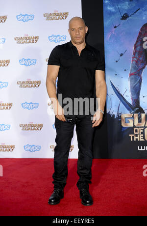 Film Premiere of Guardians of the Galaxy  Featuring: Vin Diesel Where: Los Angeles, California, United States When: 22 Jul 2014 Stock Photo