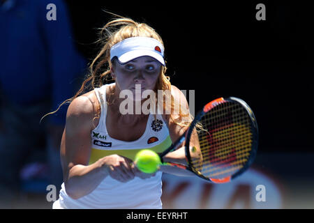 Melbourne, Australia. 24th January, 2015. Australian Open Tennis from Melbourne Park. Elina Svitolina of Ukraine returns a shot in her match against Serena Williams of the USA on day six of the 2015 Australian Open at Melbourne Park, Melbourne, Australia. Credit:  Action Plus Sports Images/Alamy Live News Stock Photo