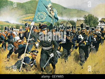 Prince Friedrich Wilhelm Heinrich August of Prussia at the Battle of Kulm, on 29–30 August 1813, War of the Sixth Coalition, Pri Stock Photo