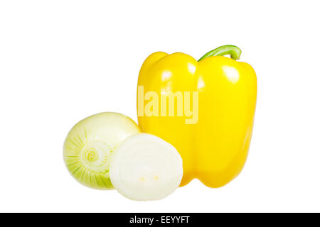 Vegetables (peppers and yellow onion) respectively. Stock Photo