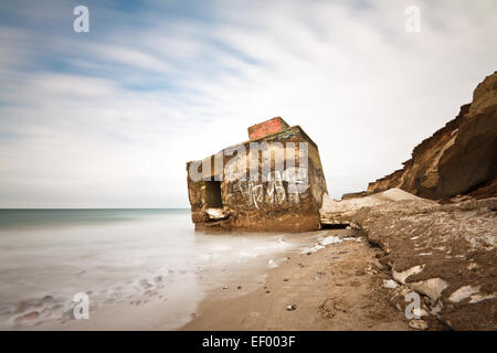 A bunker on the Baltic coast near Wustrow. Stock Photo