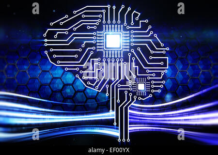 Computer circuit board in the form of the human brain Stock Photo