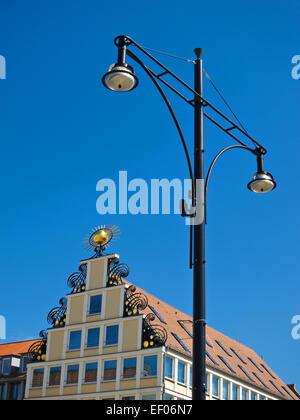 Gable of the house Sun in Rostock. Stock Photo