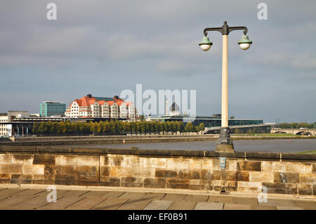 View from the Augustus Bridge in Dresden. Stock Photo