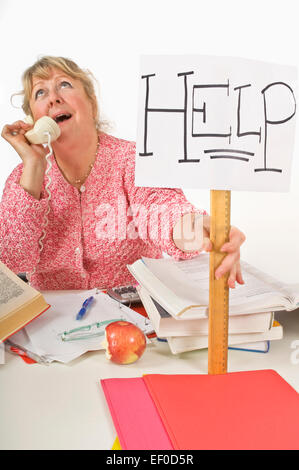 Overworked teacher Stock Photo