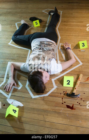 Crime scene with tape around deceased person Stock Photo - Alamy