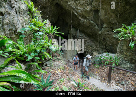 Independent territory of New Zealand, Polynesia, Niue. Avaiki cave and cavern pools, trail into the caves. Stock Photo