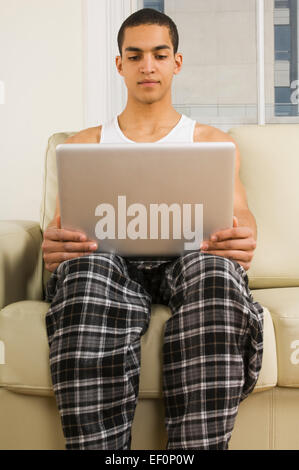 Man working on laptop Stock Photo