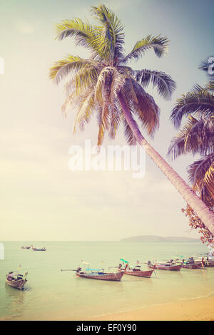 Vintage retro filtered picture of tropical beach.