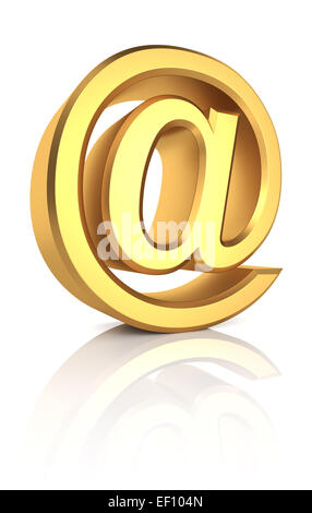 Golden email symbol isolated on white background. 3d render Stock Photo