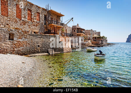 Gerolimenas is a traditional fishing village in Mani, Greece Stock Photo