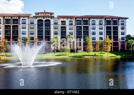 Orlando Florida,International Drive,Sheraton Vistana Villages Resort Villas,rental,hotel,fountain,man-made lake,property,FL141121003 Stock Photo