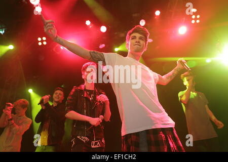 02 Academy, London, UK. 24th January, 2015. Stereo Kicks were finalist in the 2014 X Factor TV talent show getting booted out after being eliminated in week 8 against Lauren Platt.  The band finished 5th overall in the competition.  Pictured live onstage. Credit:  David Stock/Alamy Live News