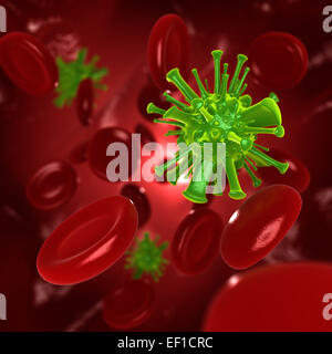 Virus in red blood cells Stock Photo