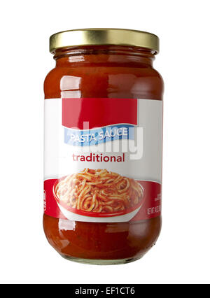Traditional tomato sauce in glass jar Stock Photo