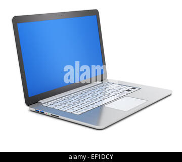 Laptop with blank screen, 3d render Stock Photo