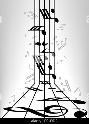 abstract of musical notes staff background, Illustration Stock Photo