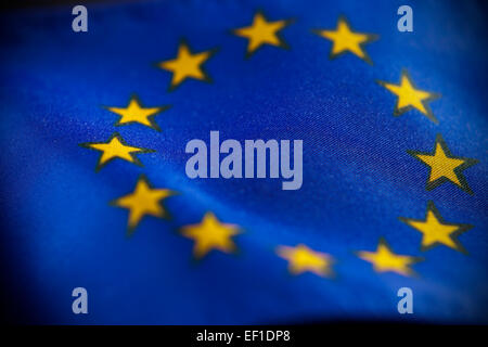 European Union flag -- Abstract macro view of with shallow depth of field Stock Photo