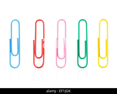 colorful paper clips isolated on white background Stock Photo